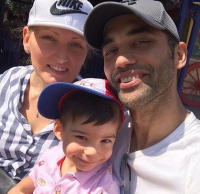 Audrey Dolhen with her husband Kushal Punjabi and son Kian Punjabi