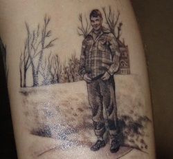 Casey Hooper Wiki, Age (Alexandra Breckenridge's Husband) Bio 4 Casey Hooper's tattoo of his late grandfather Leland Hooper