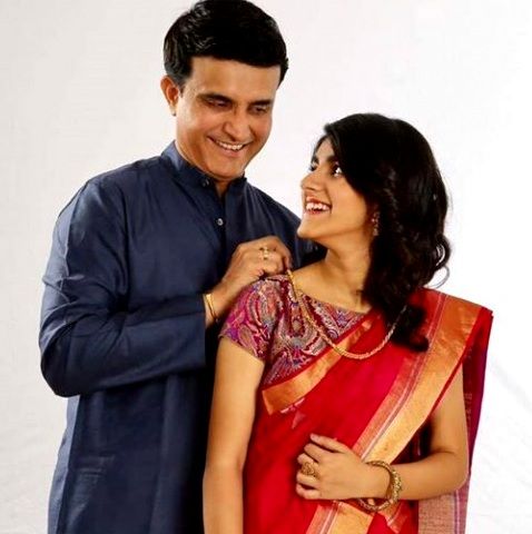 Sana Ganguly with Sourav Ganguly in a Commercial