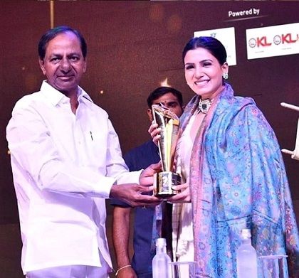 Samantha Akkinen honoured by CM Sri K. Chandrashekar-Rao