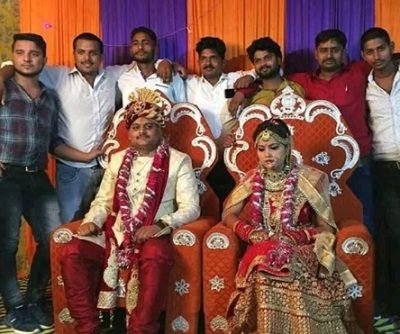 Amar Dubey with Khushi Dubey Wife in Wedding