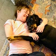 Isaiah Stannard with his pet dog