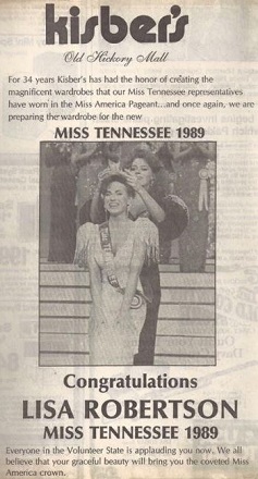 Lisa Robertson won Miss Tennessee title in 1989