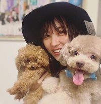 Ren Ishikawa with her pet Dogs