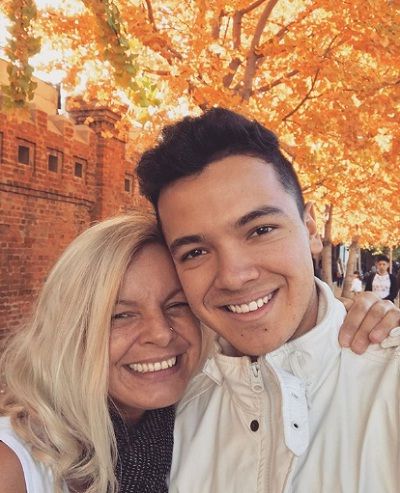 Sebastián Athié with his mother