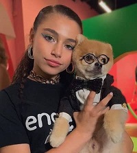 Sky Katz with her pet dog