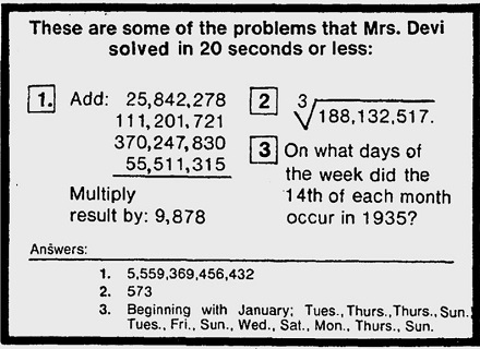 Shakuntala Devi Height, Weight, Age, Husband, Daughter, Biography & More 12 Maths question put to Shakuntala Devi in New York