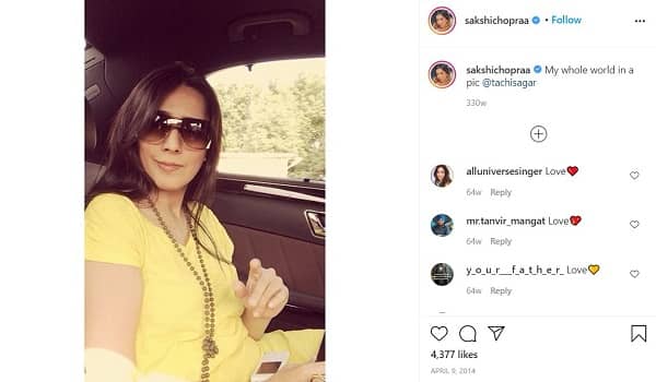 Sakshi Chopra Wiki, Age, Height, Weight, Boyfriend, Biography & More 16 Sakshi Chopra first Instagram Post Meenakshi Sagar photo