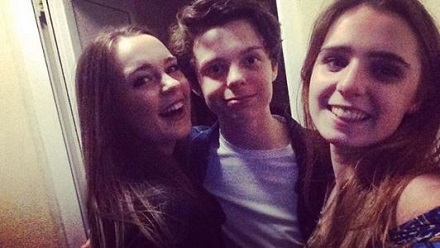 Sam Holland with his school friends