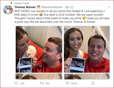 Thomas Skinner Wiki (Masterchef) Age, Wife, Biography, Family & More 7 Thomas Skinner with her girlfriend Sinead Chambers showing Sonography