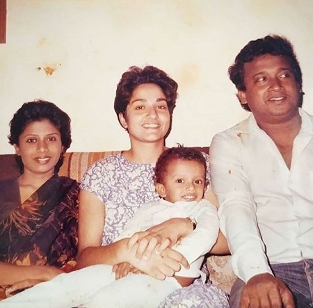 Karun Raman 7 An old picture of Karun Raman with his dad Premraj, mom Shanthi Premraj, and his aunty