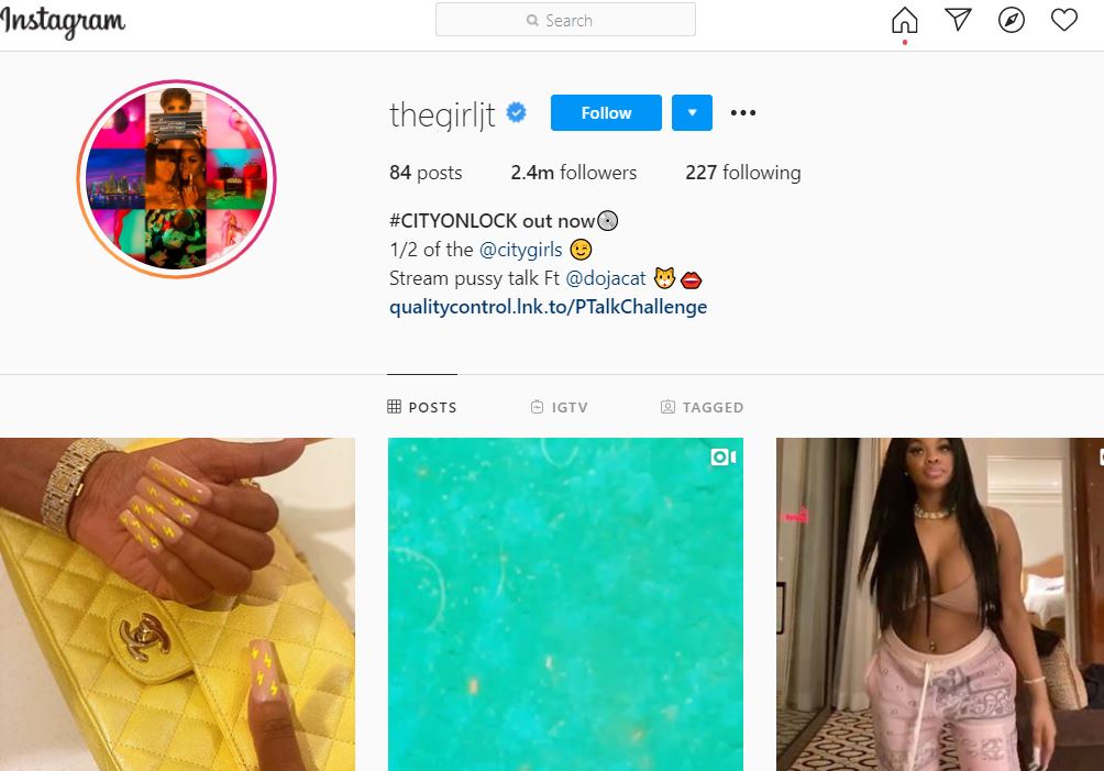 JT has more than 2.4 Million followers on IG