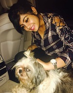 Nayana Elza with her pet dog Mynoo