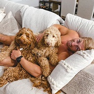 Nick Bare with his pet dogs