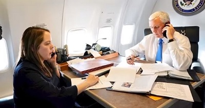 Olivia Troye Wiki, Age, Husband, Height, Weight, Family, Biography & Facts 7 Olivia Troye in a still with US Vice President Mike Pence