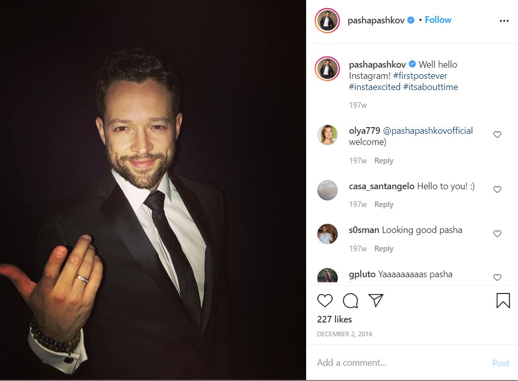 Pasha Pashkov made debut on Instagram on December 02, 2016