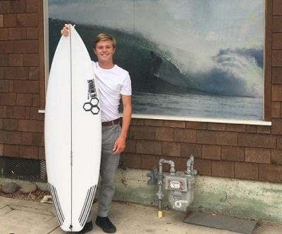 Sacha Carlson 18 Sacha Carlson photographed with his own first surf board