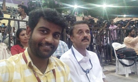 Santhivila Dinesh (Director) Wiki, Age, Wife, Biography, Family, Movies & Facts 11 Santhivila Dinesh with actor Anith Krishnan at International Film Festival of Kerala