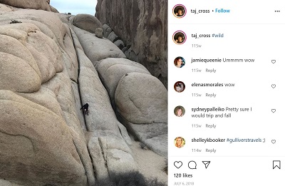Taj cross first Instagram post