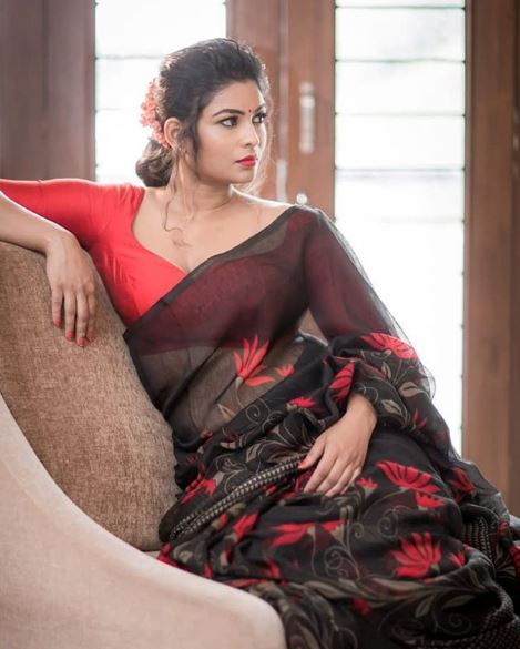 VJ Maheswari Chanakyan in saree