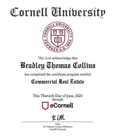 Bradley Collins enrolled for Commercial real estate Studies