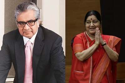 Caroline Brassard spouse Harish Salve and Sushma Swaraj