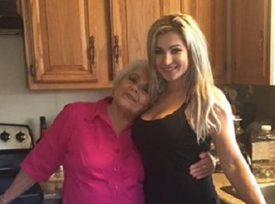 Fandy photographed with her great grandmother Hilda