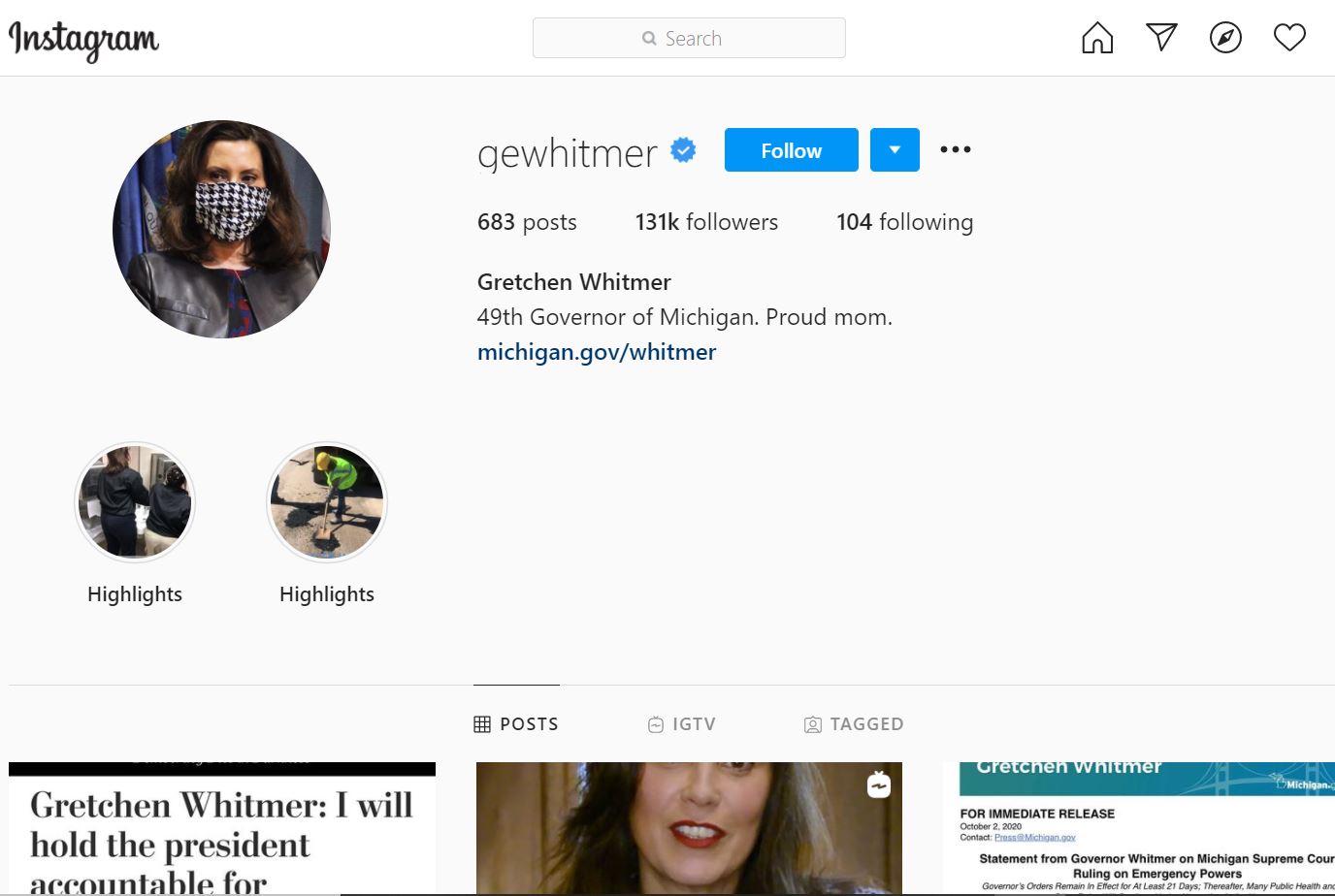 Gretchen Whitmer Height, Weight, Age, Husband, Kids, Biography & Facts 15 Gretchen Whitmer Instagram Page