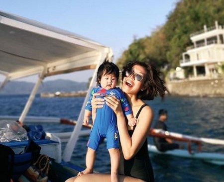 Liz Uy with her son Xavibao