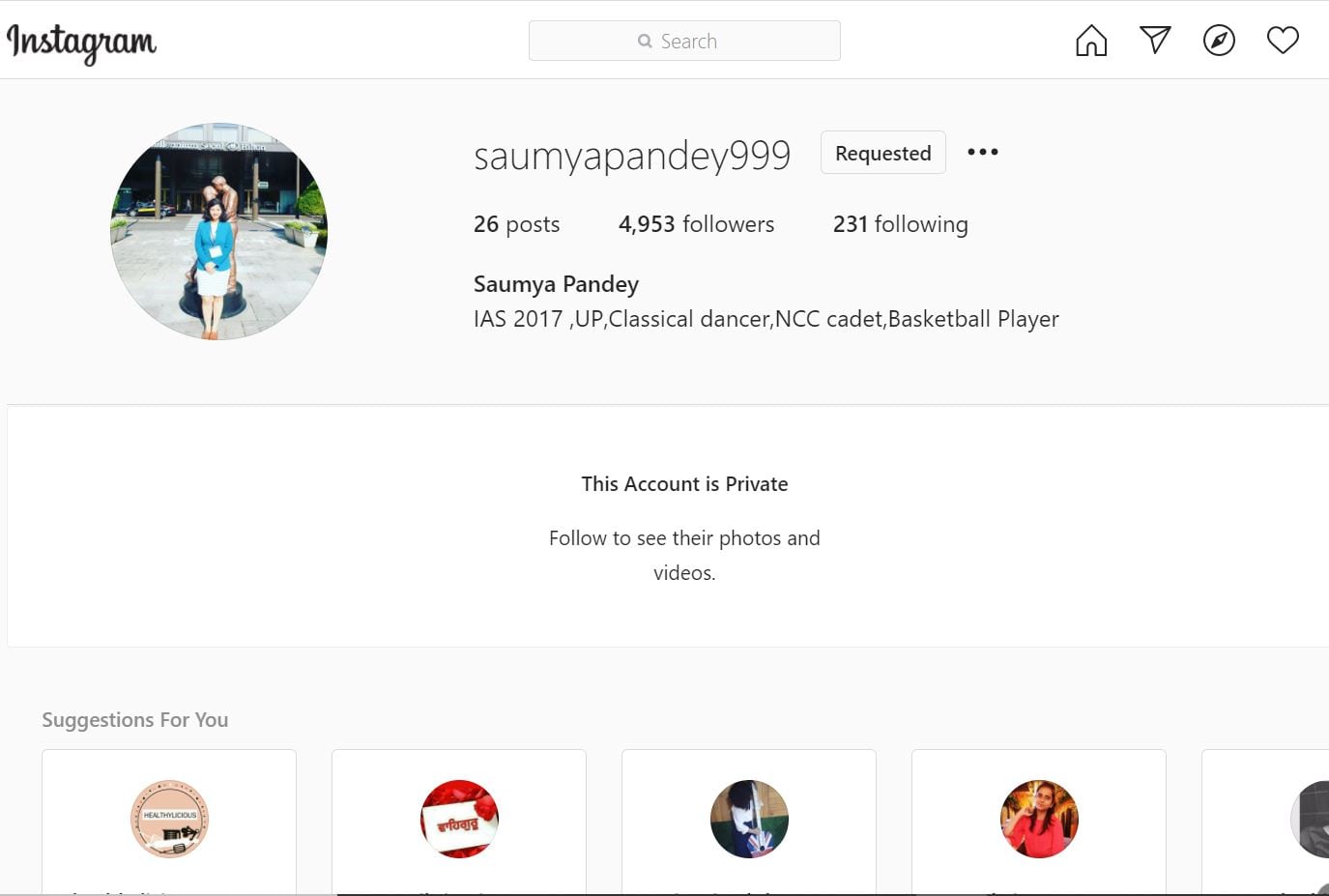 Saumya Pandey (IAS) Wiki, Age, Husband, Caste, Salary, Biography & Facts 8 Saumya Pandey Instagram Page