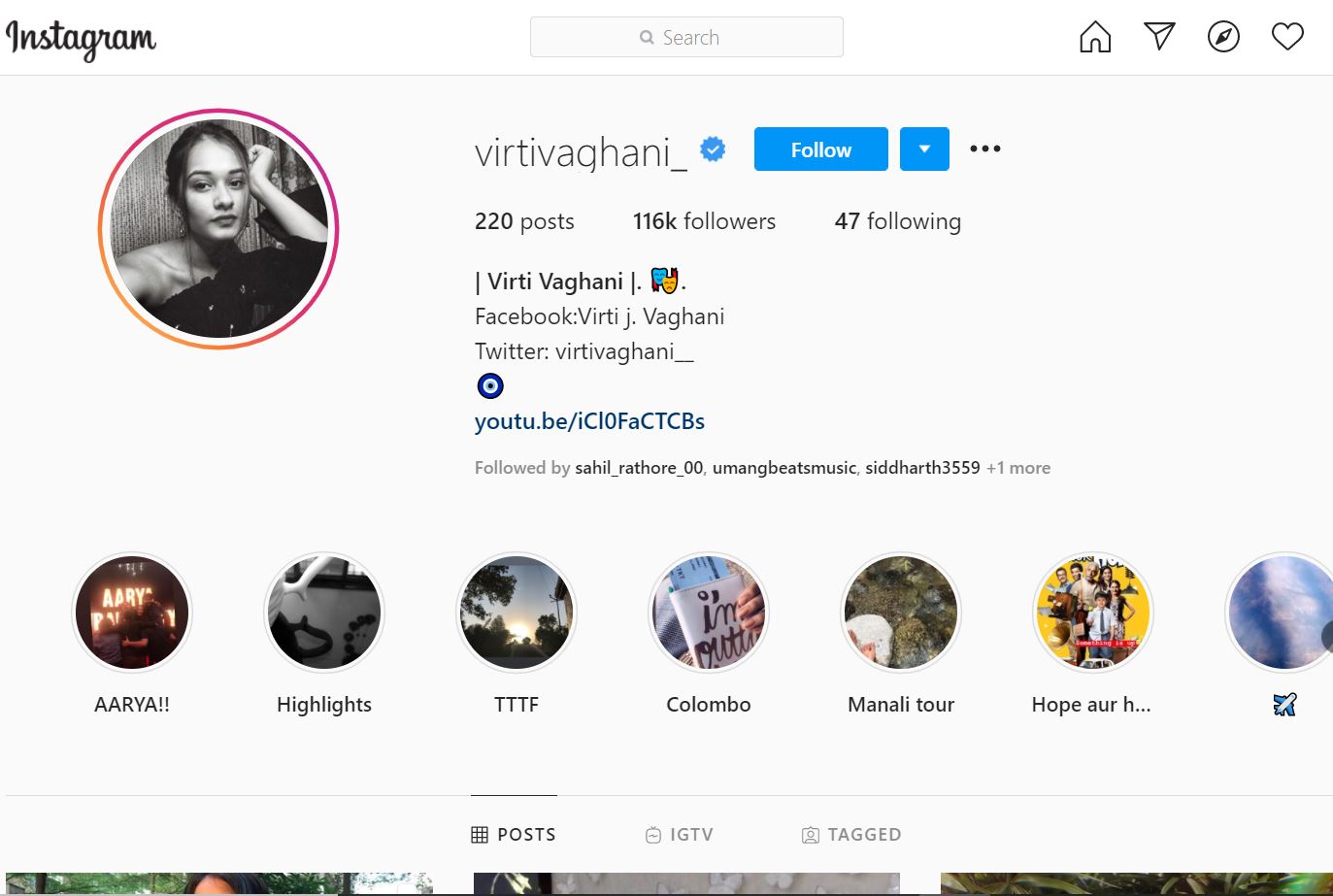 Virti Vaghani Wiki, Age, Height, Weight, Boyfriend, Biography & Facts 16 Virti Vaghani Instagram account