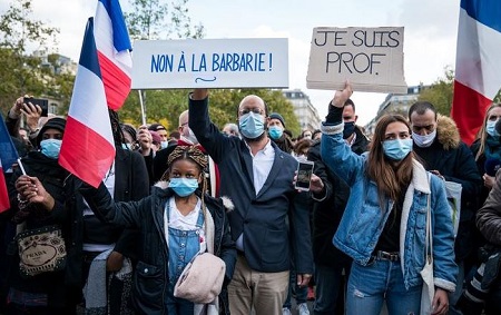 Samuel Paty Wiki, Age, Wife, Family, Cartoon, Biography & Facts 5 protest after Samuel Paty's death