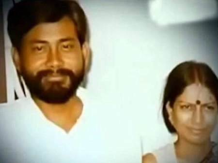 An old photo of Nishant Kumar's parents Nitish Kumar and Manju Sinha