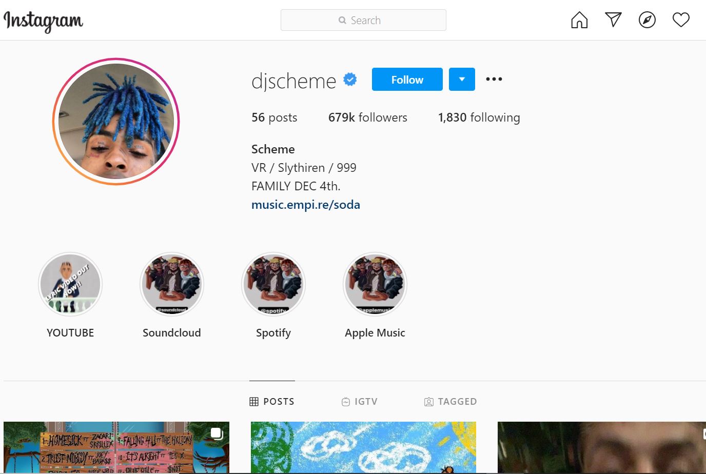 DJ Scheme Instagram account