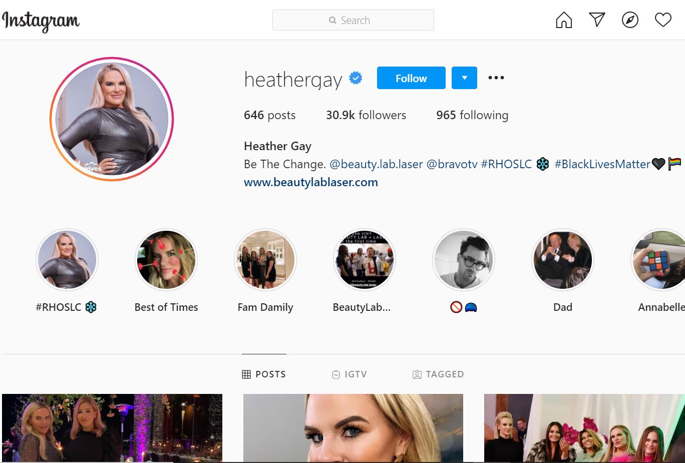 Heather Gay (RHOSLC) Wiki, Age, Husband, Height, Family, Biography & More 13 Heather Gay Instagram account