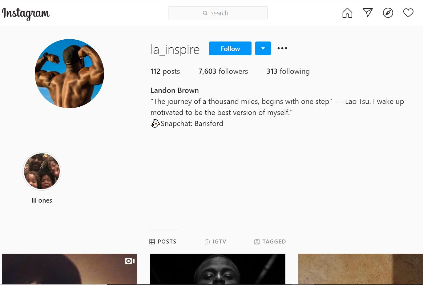 Landon Brown Instagram account