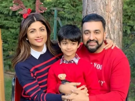 Shilpa Shetty with her husband Raj Kundra and son Viaan Raj Kundra