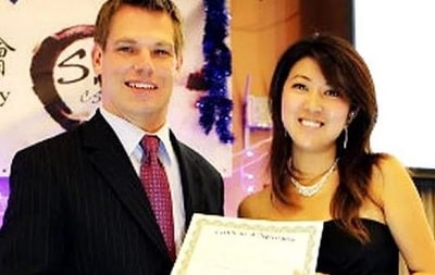 Christine Fang photographed with Rep. Eric Swalwell