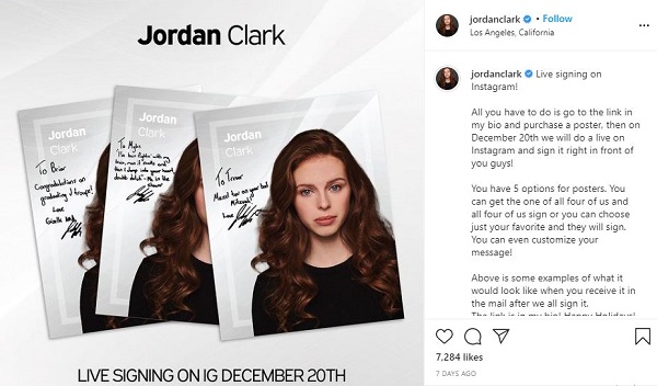 Jordan Clark Instagram live singing concert