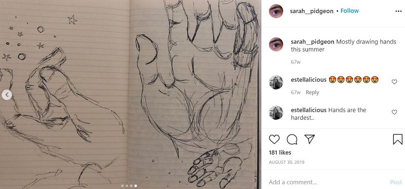 Sarah Pidgeon is fond of drawing