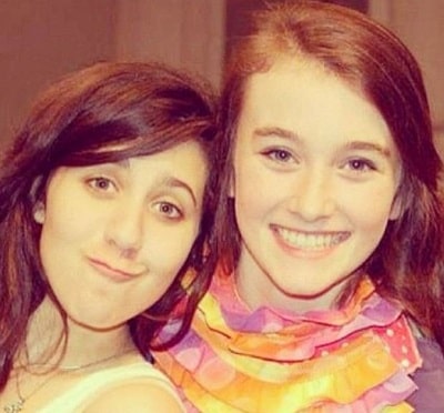 Sarah Pidgeon with her childhood friend Emily Elco