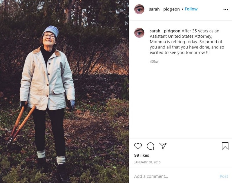 Sarah Pidgeon's mom Julie Caroff worked as an Assistant United States Attorney