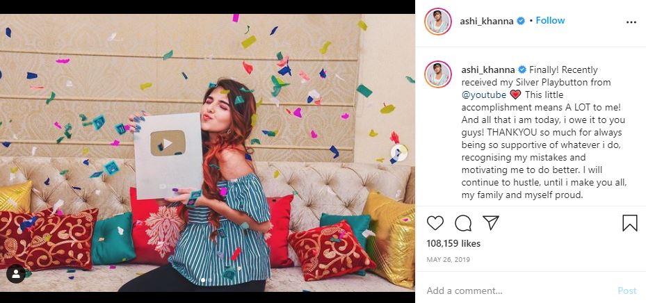 Ashi Khanna Wiki, Age, Height, Boyfriend, Net worth, Biography & More 16 Ashi Khanna won Youtube silver play button