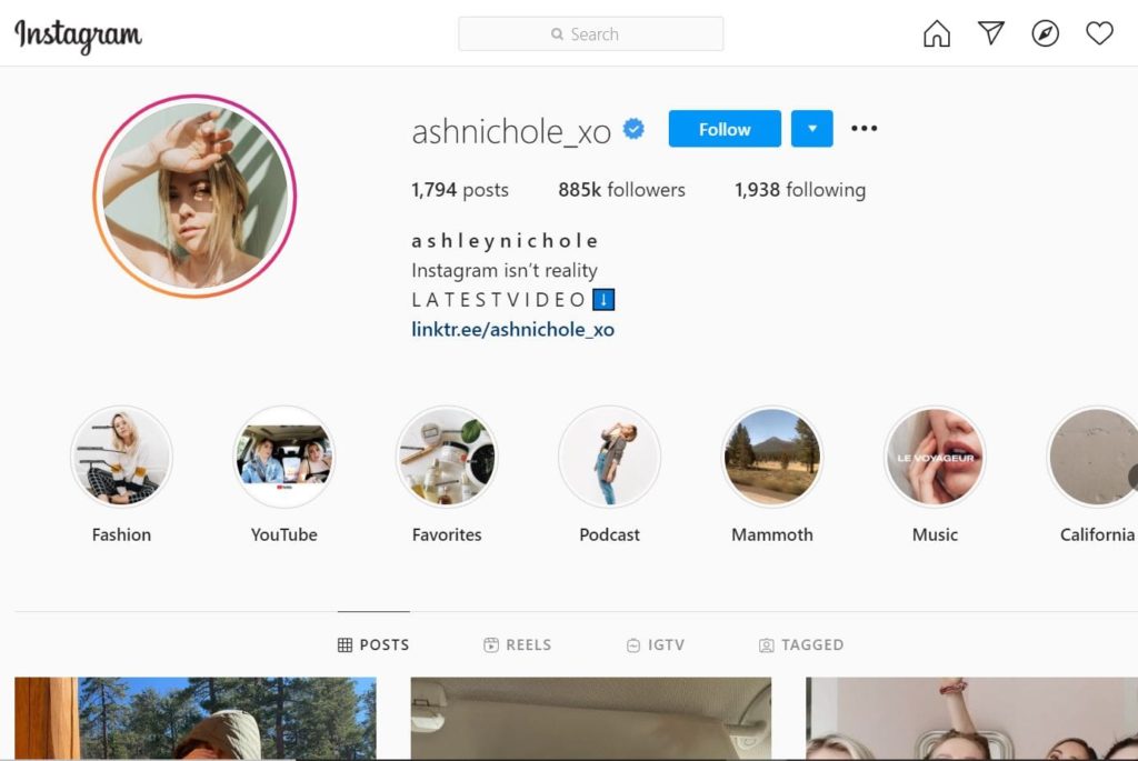Ashley Nichole Instagram account