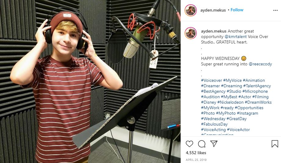 Ayden Mekus in recording studio