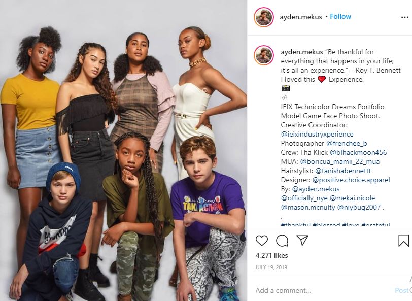 Ayden Mekus with models at IEIX Technicolor Dreams photoshoot