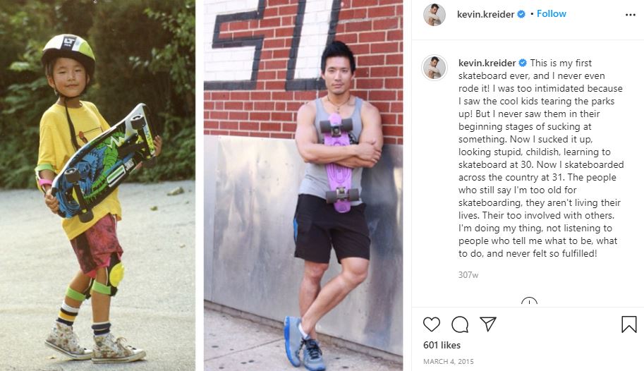 Kevin Kreider Wiki, Age, Height, Wife, Net worth, Family, Biography & More 3 Childhood photo of Kevin Kreider with his first skateboard