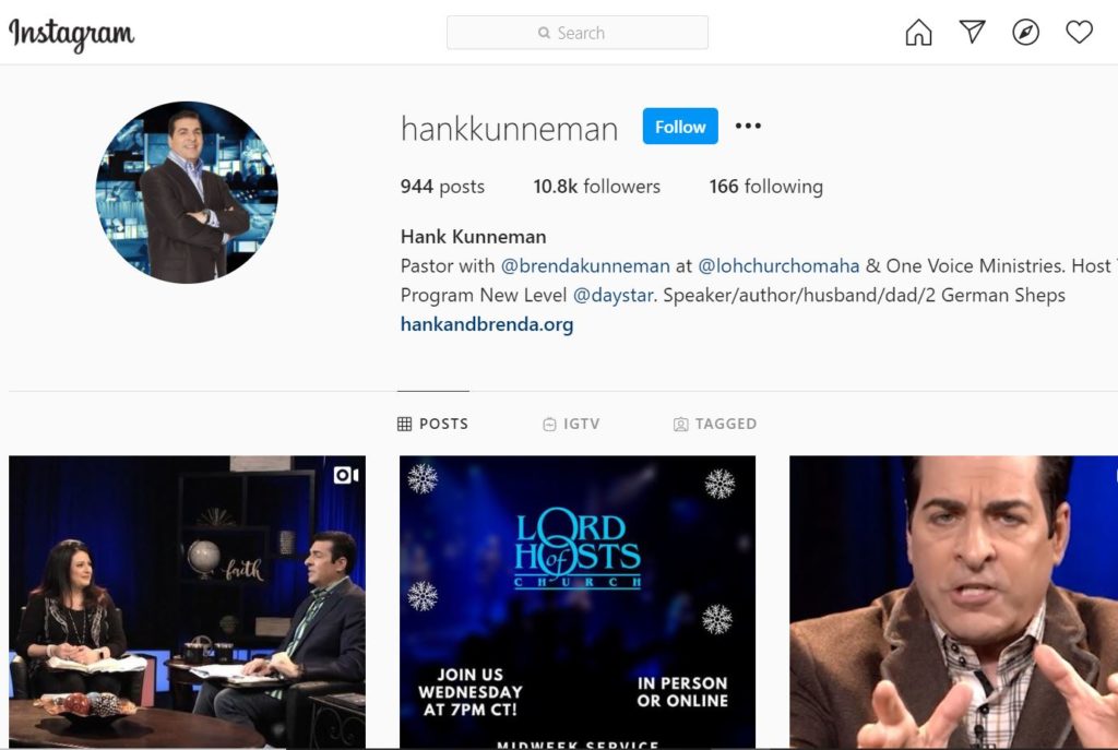Hank Kunneman Instagram account