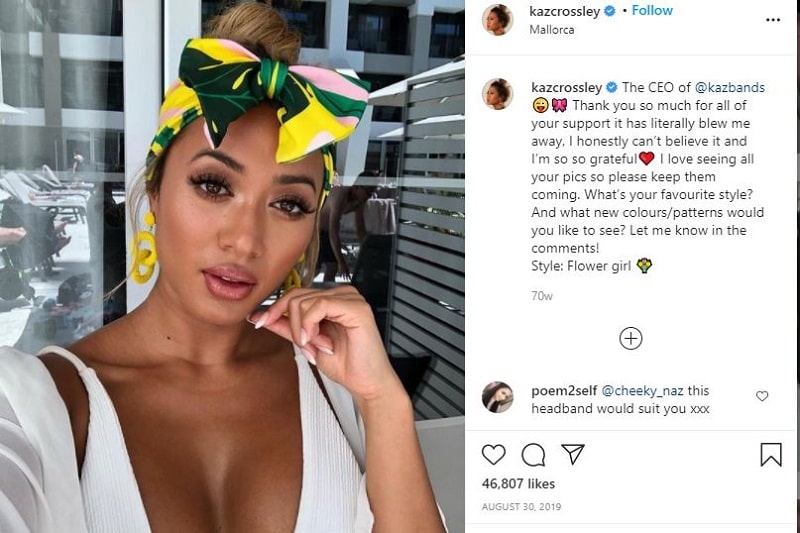 Kaz Crossley Wiki, Height, Age, Boyfriend, Net worth, Biography & More 13 Kaz Crossley as The CEO of her own brand kazbands