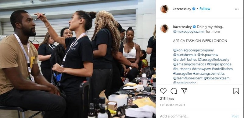 Kaz Crossley Wiki, Height, Age, Boyfriend, Net worth, Biography & More 2 Kaz Crossley showing her makeup skills in Africa Fashion week